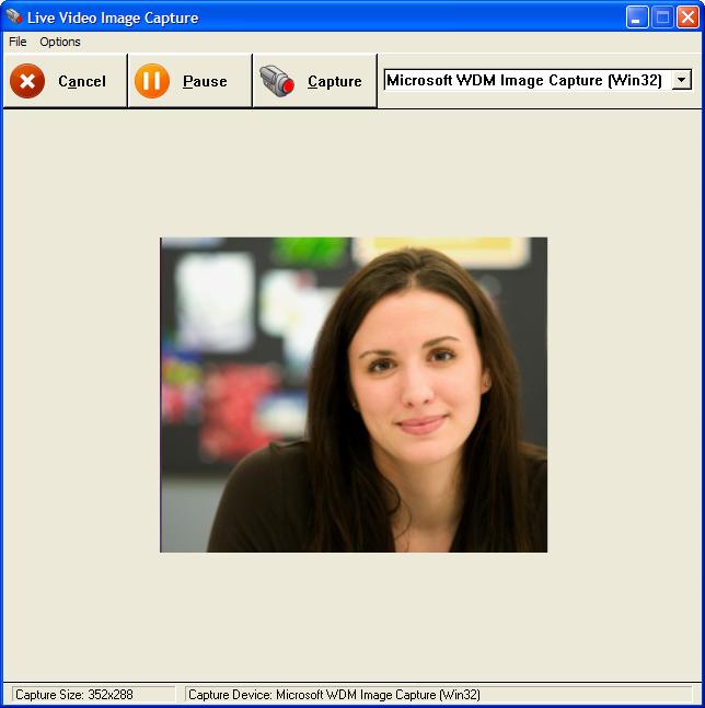 The Live Video Image Capture screen in ProImage The Live Video Image Capture screen in ProImage