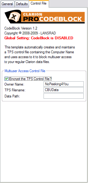 The control file setup